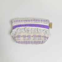 ポーチマチ付き（England White purple tweed・White purple ribbon White frill)