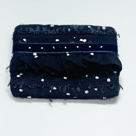 ティッシュケース・ England  navy dot  tweed 23