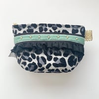 ポーチマチ付き( leopard 西陣織 ・Black Green ribbon)