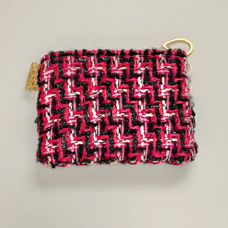ポーチミニ　・　England  pink Black  tweed 　15