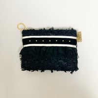 ポーチミニ（Japan Black tweed ・White Black ribbon Black frill)