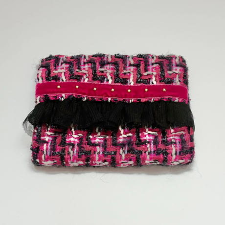 ティッシュケース ・ England pink black tweed 2