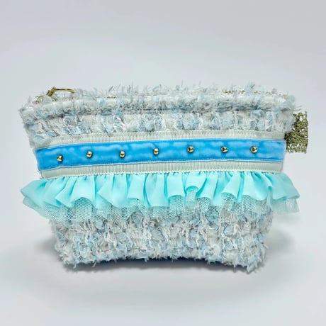 ポーチマチ付き・England  sky blue tweed 8