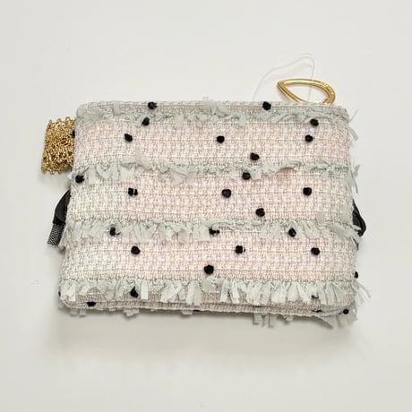 ポーチミニ　・　England  gray dot  tweed 　19