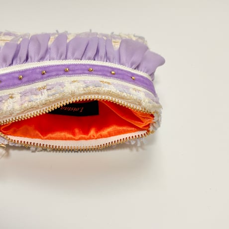 ポーチミニ　・　England  White purple  tweed 　11