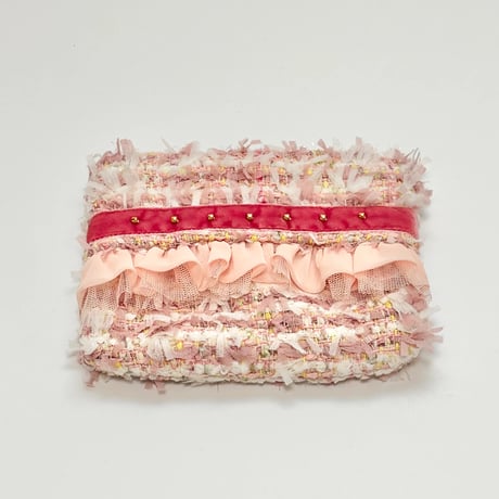 ティッシュケース ・ England pink feather  tweed 13