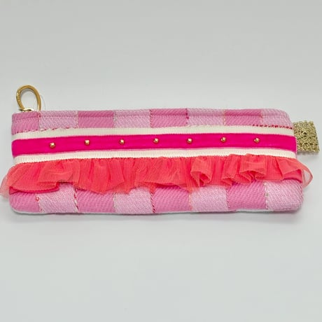 ペンケース・England  pink check  tweed   5