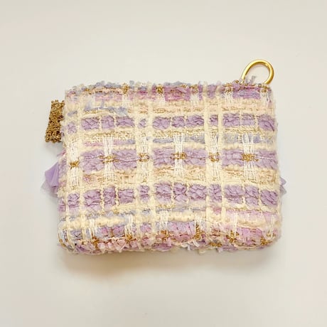 ポーチミニ　・　England  White purple  tweed 　11
