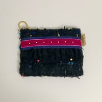 ポーチミニ（England Black colorful dot tweed ・navy wine red ribbon Black frill)