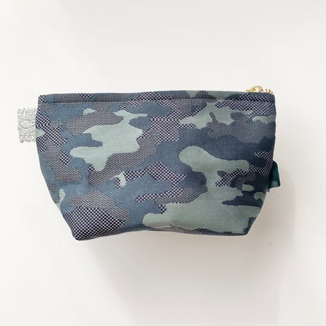 ポーチマチ付き（gray camouflage 西陣織 ・ beige khaki  ribbon)