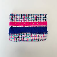 ティッシュケース( England tweed ・pink ribbon Blue frill  )
