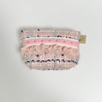 ポーチマチ付き（England pink check tweed・White pink ribbon baby pink frill)