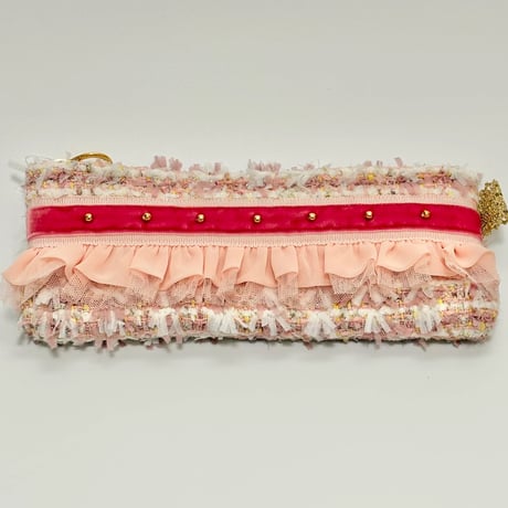 ペンケース・England  pink feather  tweed   4