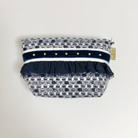 ポーチマチ付き（England White navy  tweed・White navy ribbon navy frill)