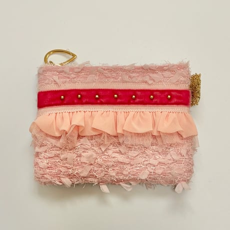 ポーチミニ　・　Japan pink  tweed 　12