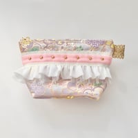 ポーチマチ付き（pinkpurpleflower 西陣織 ・ White pink  ribbon)