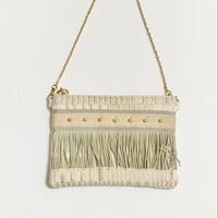 ショルダーポーチ　L size（France tweed・beige beige ribbon )