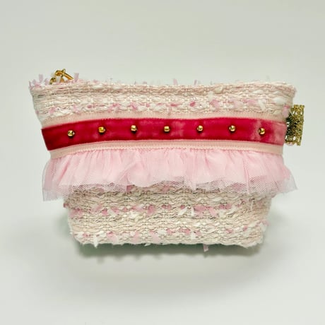 ポーチマチ付き・Japan pink tweed 15