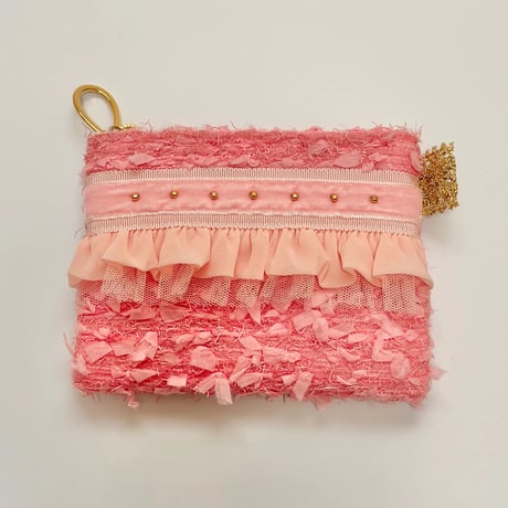 ポーチミニ　・　Japan pink feather  tweed 　6