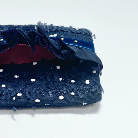 ティッシュケース・ England  navy dot  tweed 23