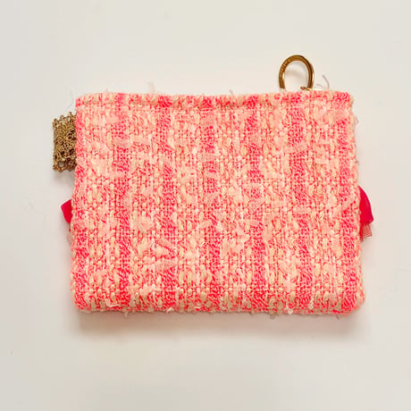 ポーチミニ　・　Japan pink orange   tweed 　8