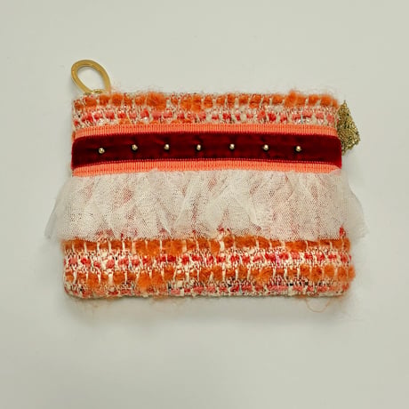 ポーチミニ　・　France  red orange tweed 　26