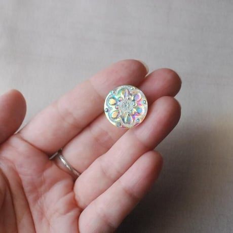 昭和レトロな虹色フラワーの帯留