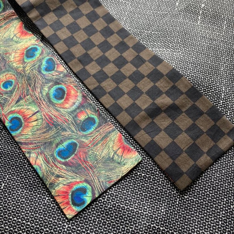 孔雀とブロックチェックのリバーシブル角帯 | 和や庵
