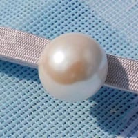 大粒パールの一粒帯留め（ゴールド金具）