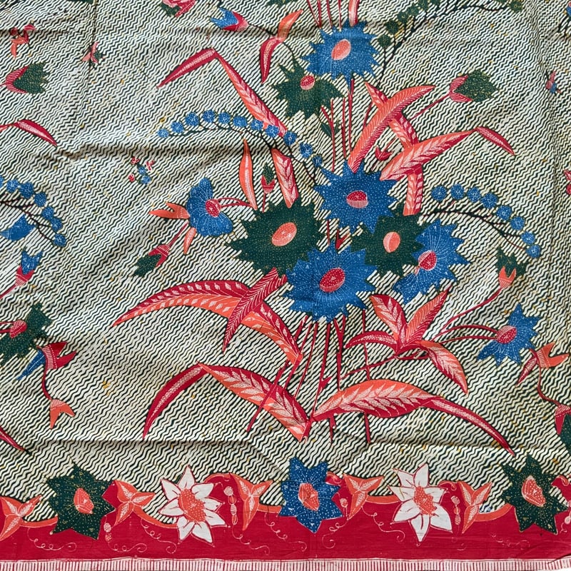 手描きシルクバティックフラワー赤