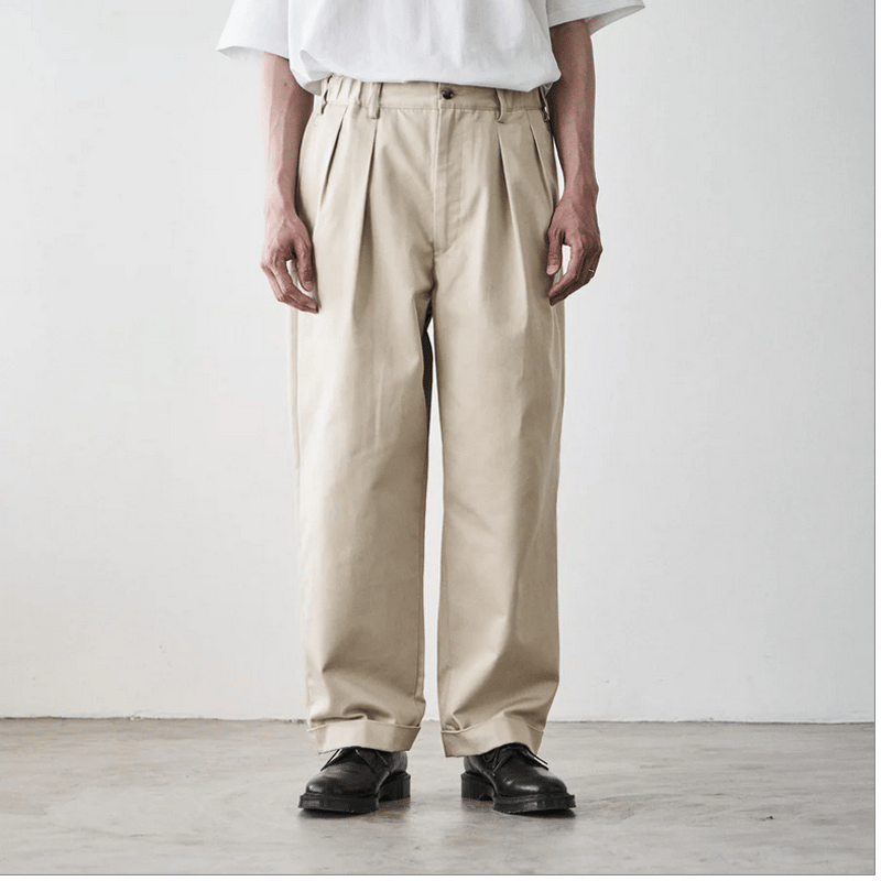 TapWater Cotton Chino Tuck Trousers - luknova.com