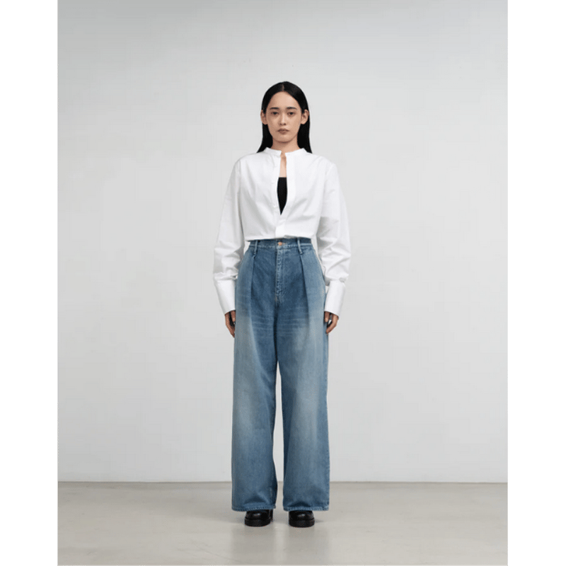 グラフペーパーセルビッジデニムワイドストレートパンツ