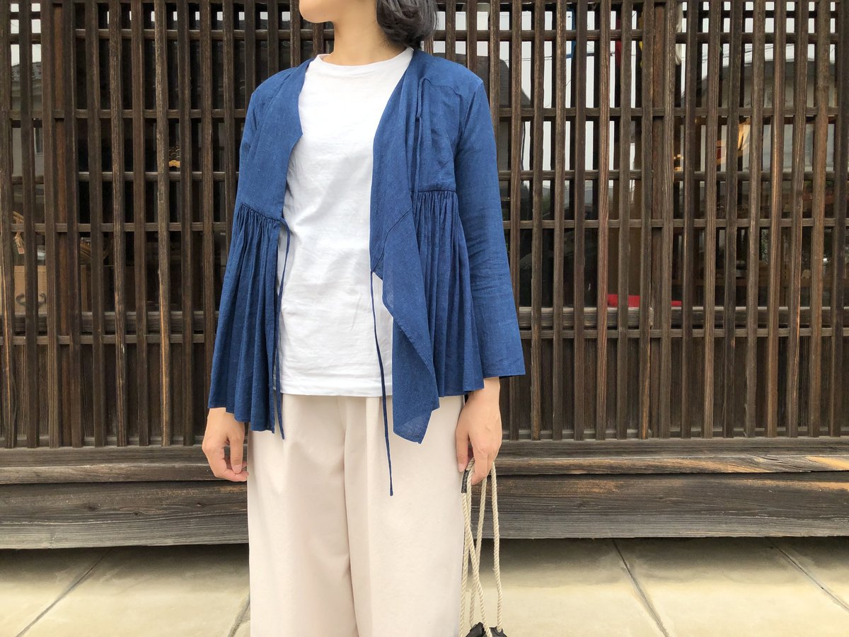 YAECA WOMEN LAP GATHER BLOUSE INDIGO 69110 | BENTO