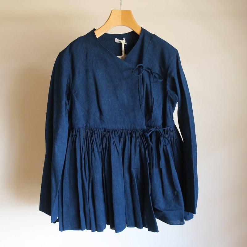 YAECA WOMEN LAP GATHER BLOUSE INDIGO 69110 | BENTO