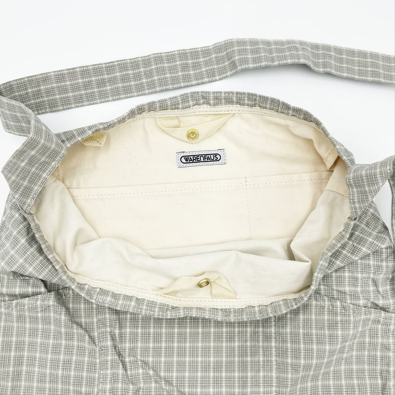 Plaid magazine shoulder / Sky | WARENFAUS