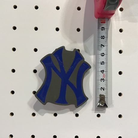 NYヤンキース　バックル　銀xネイビー
