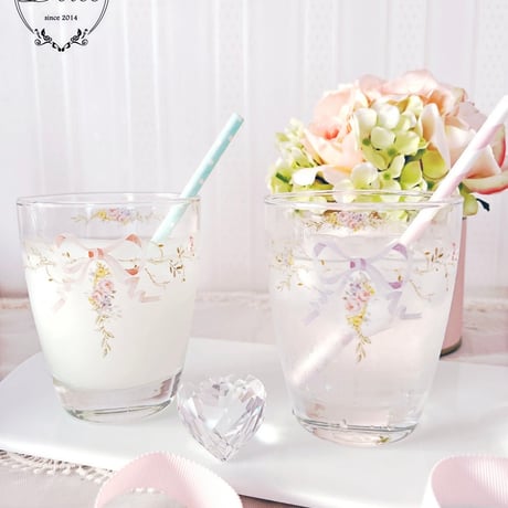 【Dolce転写紙】ガラス用ドルチェリボン(ピンク＆パープル)
