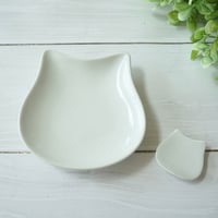【白磁】ミニプレート ねこ 【レターパック不可】