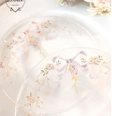 【Dolce転写紙】ガラス用ドルチェリボン(ピンク＆パープル)