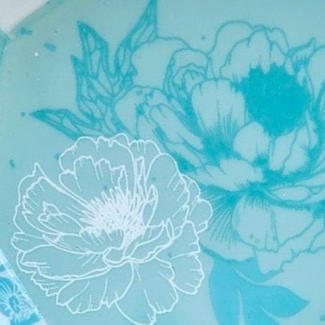 【Christina Reefa転写紙】芍薬の宵(花緑青)