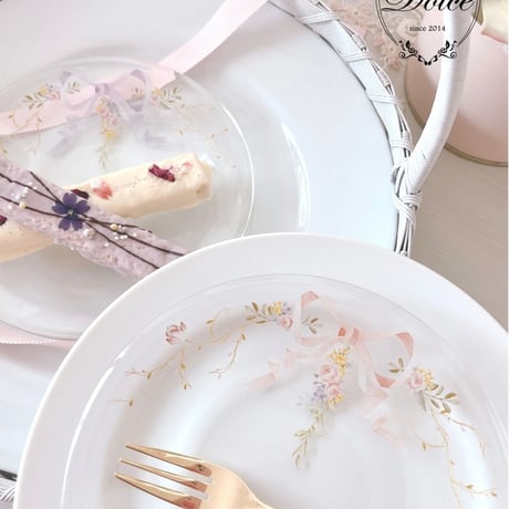 【Dolce転写紙】ガラス用ドルチェリボン(ピンク＆パープル)