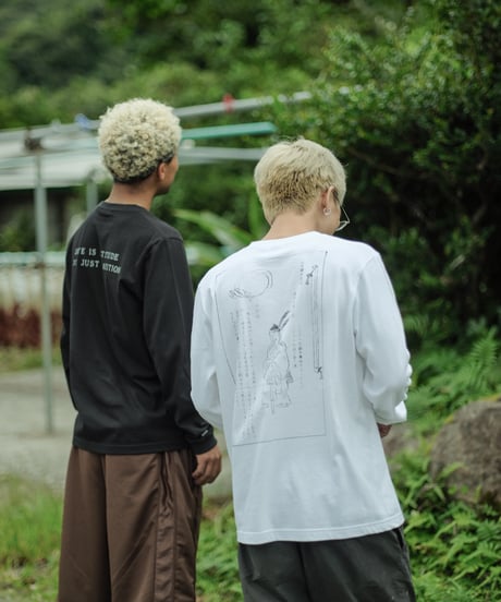 南島雑話 ノロ long sleeve T  / te-chigi charcoal printing / 数量限定先着ステッカー付き
