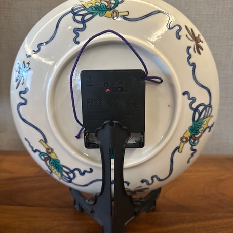 古九谷　青手瓢箪割松図　アナログ時計（電波時計）　鉄製針