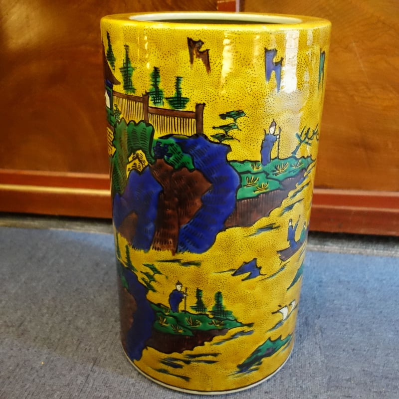 九谷焼・傘立て・陶芸・焼物・美術品・インテリア 吉田屋山水傘立て | 金澤・東山 九谷焼「宮」goo