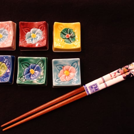 山茶花角型箸置き揃え（6個セット）