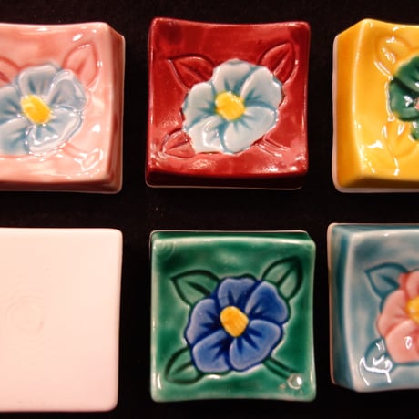 山茶花角型箸置き揃え（6個セット）