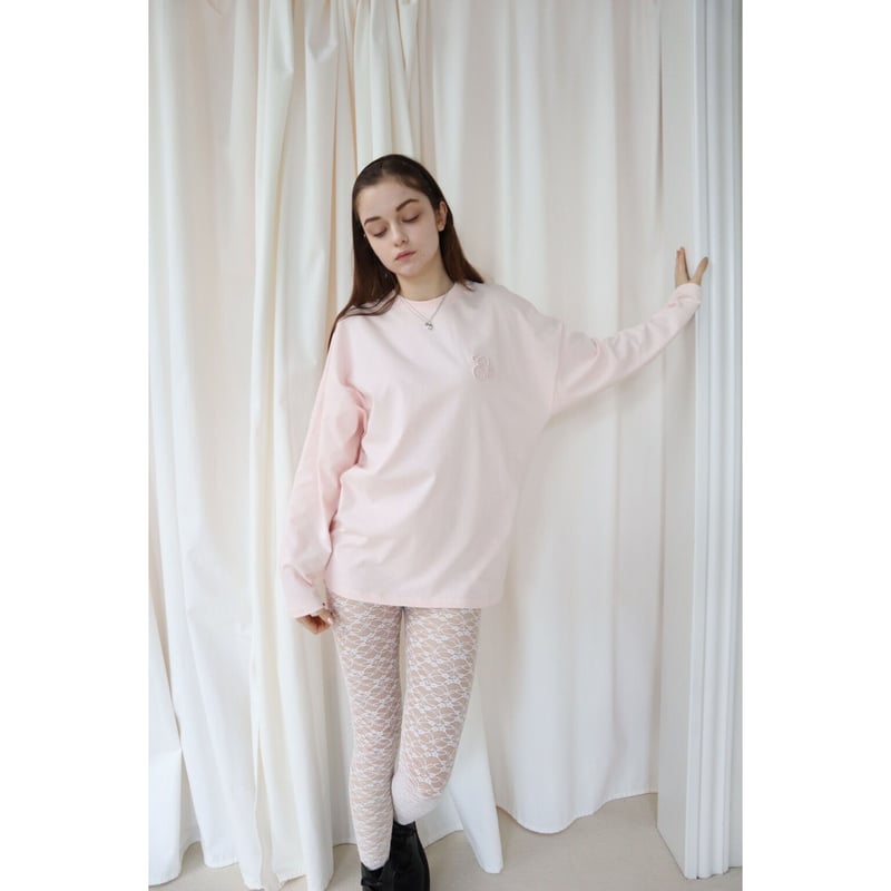 Eé embroidery big long tee baby pink | épine Eé embroidery big long tee baby pink | épine