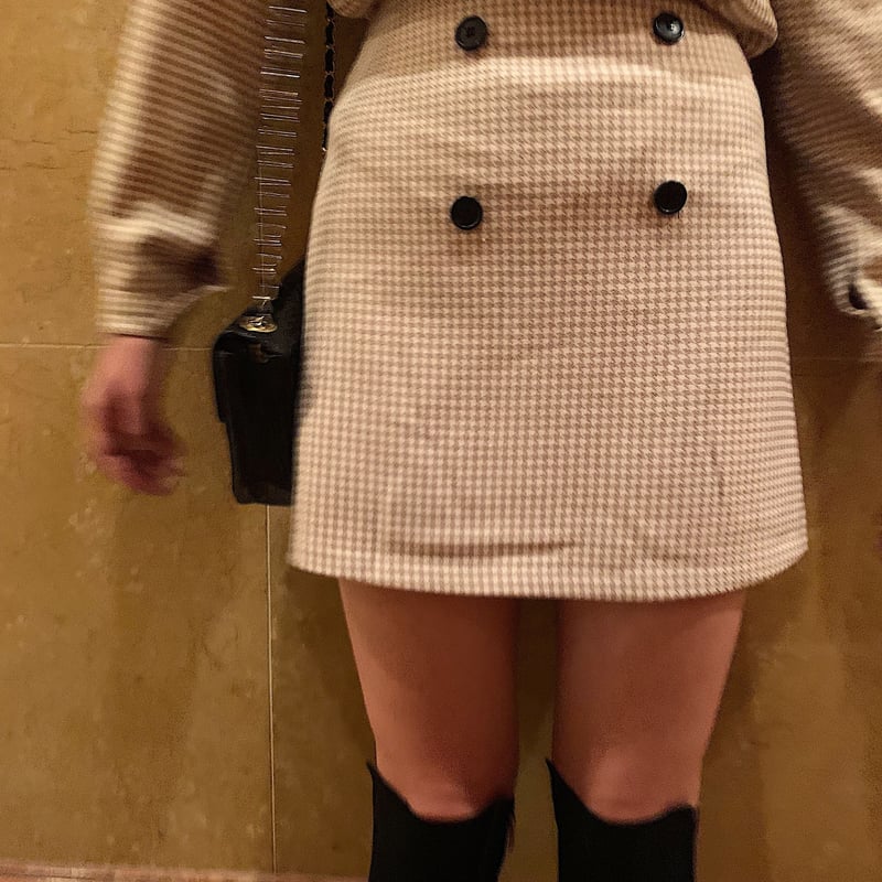 Checkered store skirt beige