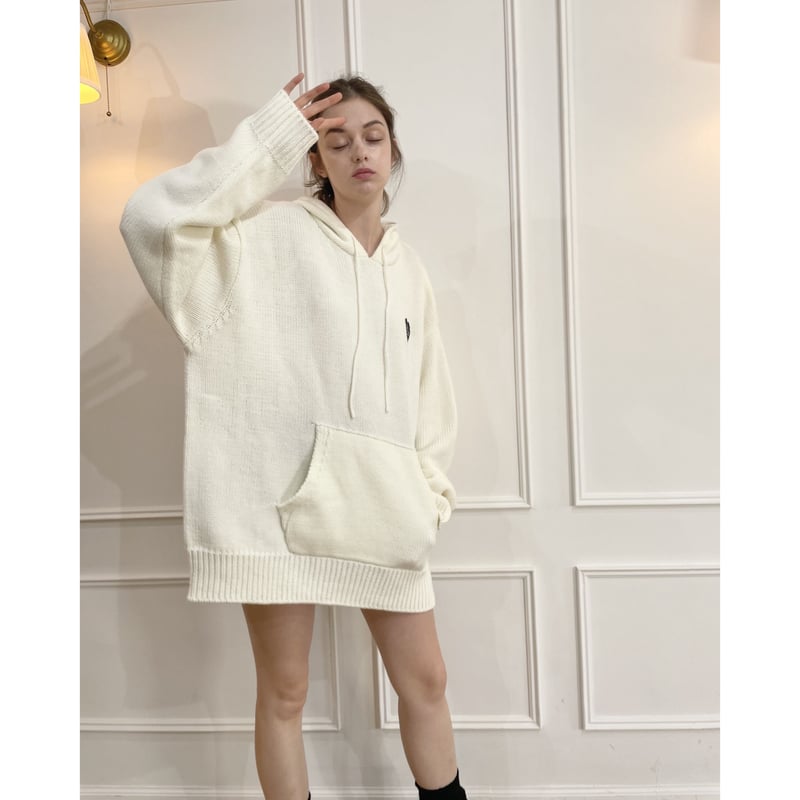 Epine Ee knit hoodie white