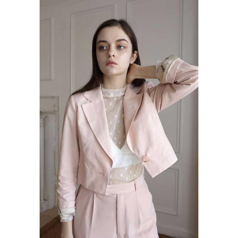 épine logo lining short jacket baby pink